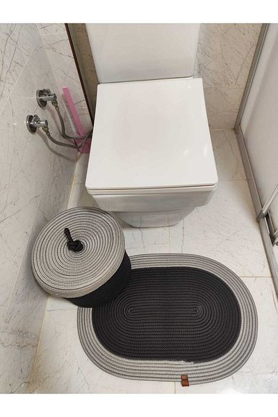 ModaCardin Σετ πατάκι μπάνιου από άχυρο από γιούτα Bohemian Style - 40X60 /Καλάθι/25x25