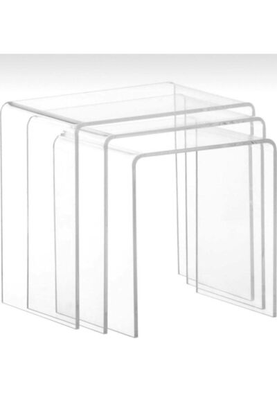 Toros Lazer Kesim Lüks Ithal Dökme Pleksi Zigon 3 Lü Sehpa