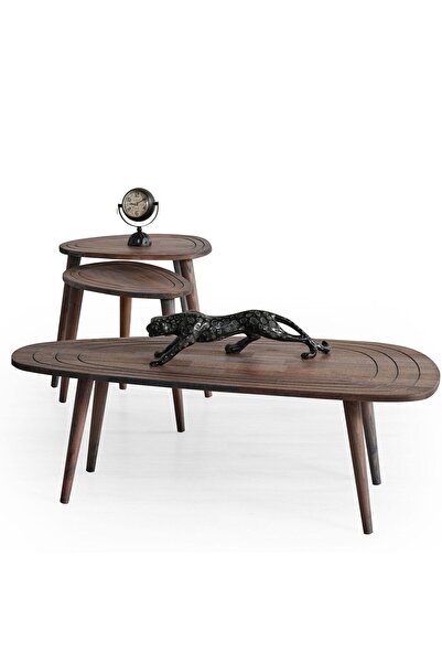 FAVdecor Sweet Masif Doğal Ahşap Orta Sehpa Ve 2'li Zigon Sehpa Set, Modern M...