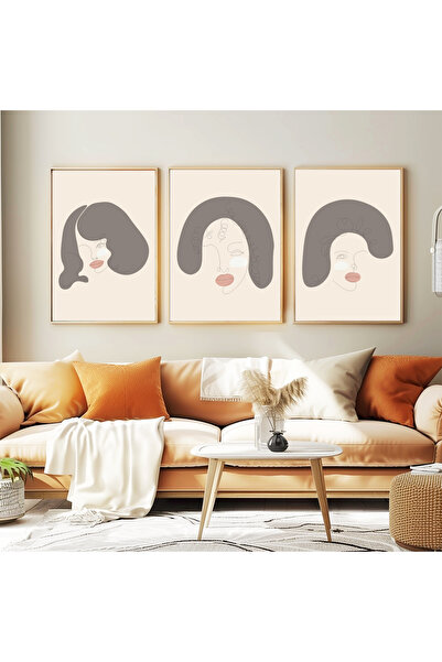 wudie Pictură decorativă din 3 piese, cu cadru din lemn, pictură abstractă, p...