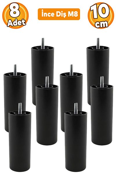 Badem10 Mobilier Canapea Fotoliu Baza Upgrade M8 Șuruburi Dinți Fini Suport Picior Picioare Negru 10cm 8Buc