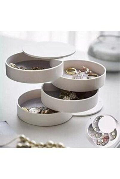 Alışverişhanem 4 Katlı Silindir Dönebilen Oynar Takı Ve Makyaj Organizeri