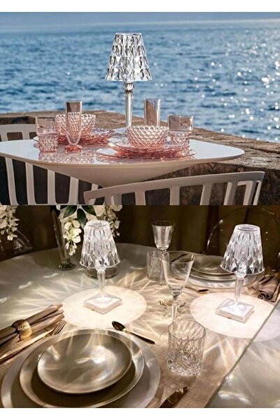 Genel Markalar Dekoratif Ledli Usb Şarjlı Dokunmatik Kristal Led Masa Abajur Lambası Kumandalı Rgb Model Unichrome