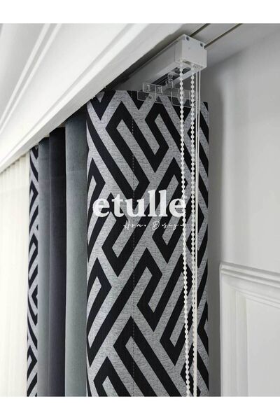 Etulle Akıllı Dikey Tül Perde Sera Kadife Baskılı