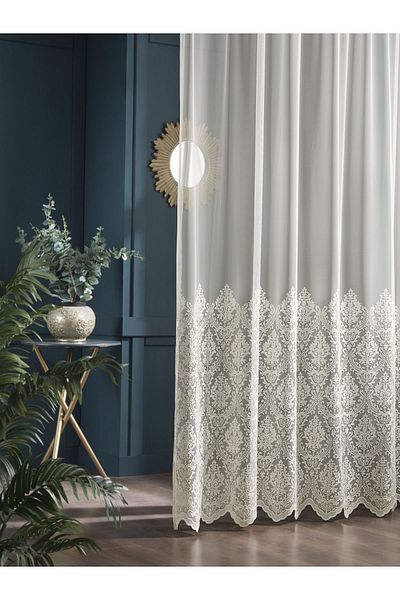 MAGİZA Damask Patterned Tulle Curtain - Don't Want Iron, 1e and 2layers Sparse, Suitable for Living Room and Kitchen Balconies and Rooms