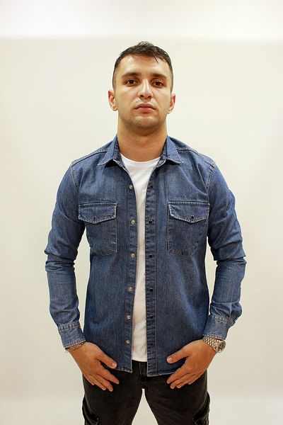 Twister Jeans EG 1849 قميص جينز أزرق للرجال - جيوب مزدوجة وأزرار كبس