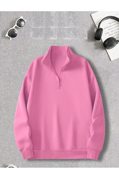 blausee wear Χειμερινό γυναικείο φούτερ - ψηλός λαιμός , Με μισό φερμουάρ, με φλις