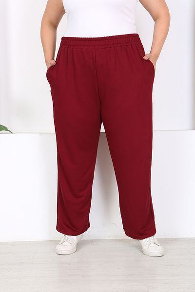 XL Modam Claret Red Cupra FaBric - Women's Plus Size Trousers