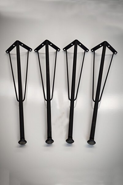 UmkaHome Siyah Metal Firkete Tel Ayak 4 Adet 1 Takım 70 Cm