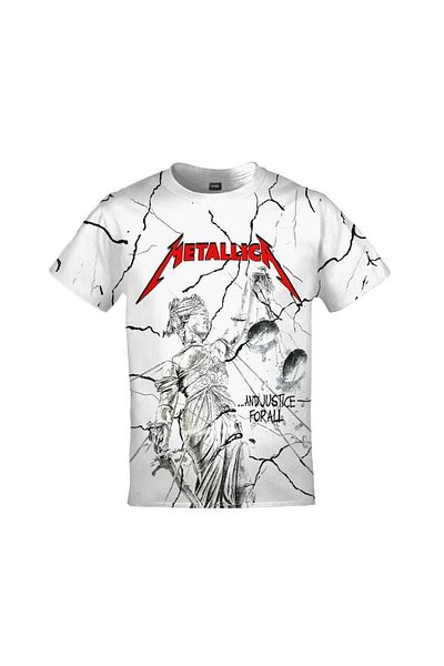 Orijin Tekstil Metallica And Justice For All Over Printed Unisex White T-shirt