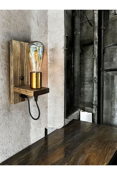 ONUR AVİZE Retro Rustic Wooden Antique Wall Sconce