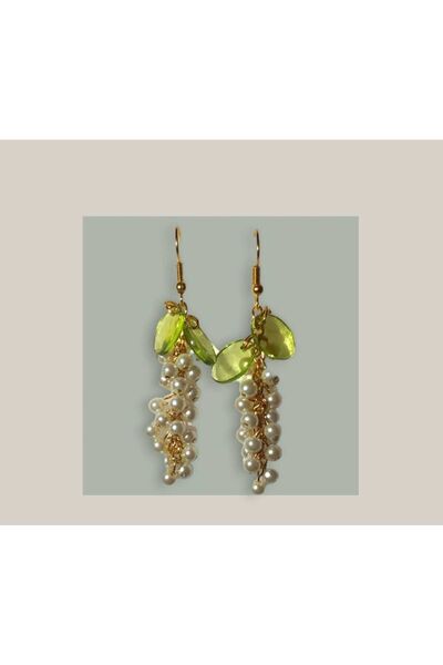 Crystal Atelier İnci Düşler Doğal İnci Tasarım Aesthetic Soft Vibes Vintage Salkım Sallantılı Hediyelik Üzüm Küpe