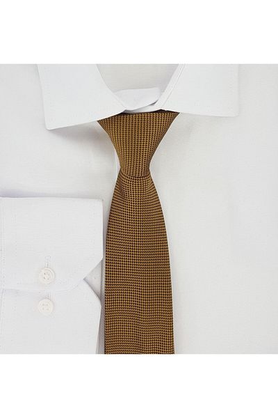 Elegante Cravatte Плетена вратовръзка и джобна носна кърпичка Dobby в златист цвят
