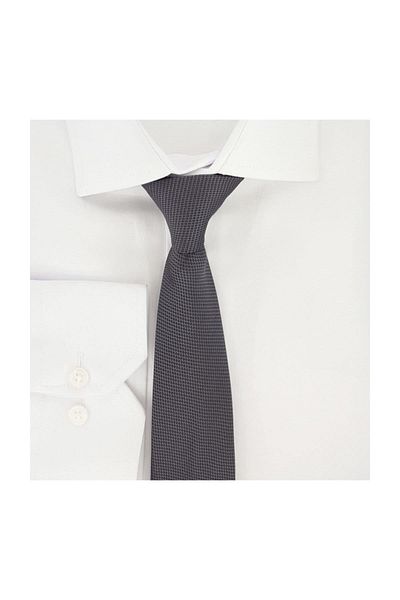 Elegante Cravatte Anthracite Gray Colored Dobby Woven Tie and Pocket Handkerchief