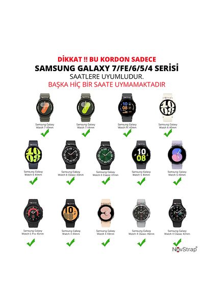 NovStrap ساعة سامسونج جالاكسي 7 6 5 برو 4 Fe 40 42 43 44 45 46 47 ملم متوافقة مع حبل سيليكون مع دبوس تغطية كاملة