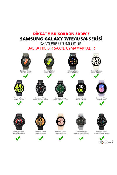 NovStrap Samsung Galaxy Watch 7 6 5 Pro 4 Fe 40 42 43 44 45 46 47 Mm Uyumlu Kordon Tam Kapatan Pimli Silikon