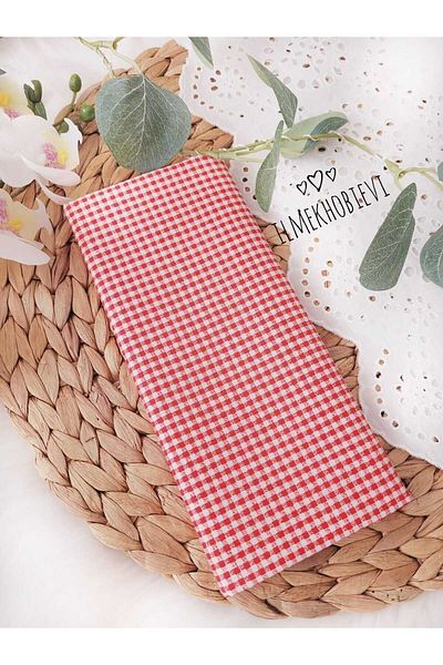ilmekhobievi 100% Mud Poplin Red Fabric 50X170 cm (1Piece)