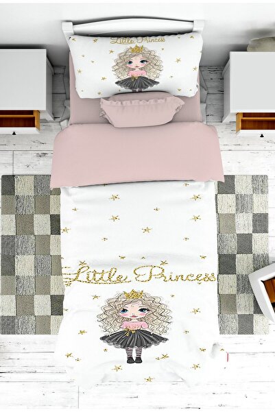 linazaitun Baby and Children's Room Gold Detail Princess Patterned Girl's Bed...