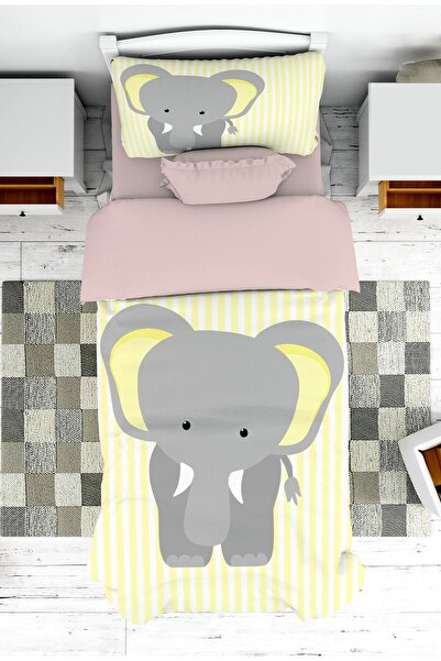 linazaitun Baby and Children's Room Cute Elephant Patterned Boy's Bedspread a...