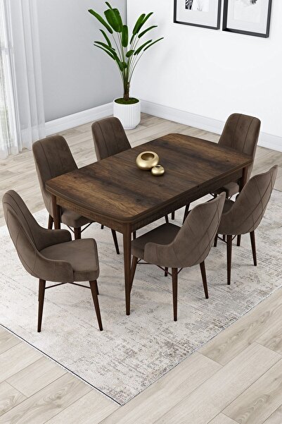 Canisa Concept Lia Serisi 80x132 Açılabilir Mutfak Masası Takımı Barok Desen ...