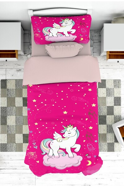 Genel Markalar Bebek ve Çocuk Odası Pembe Unicorn Tek Boynuzlu At Kız Çocuk Y...