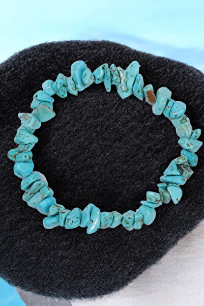 MGA DOĞAL TAŞ سوار نسائي مرن باللون الفيروزي الفيروزي - حجر طبيعي مناسب لجميع...