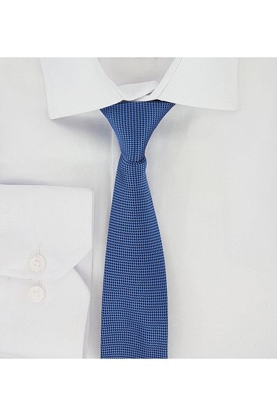 Elegante Cravatte Комплект вратовръзка и носна кърпичка с модел Доби Оксфорд в цвят индиго син