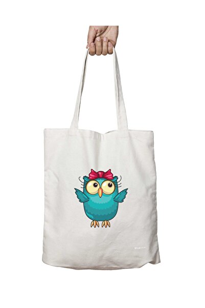 ART HEDİYE Owl Bow Tie Patterned - Washable and Lasting Shoulder Tote Bag