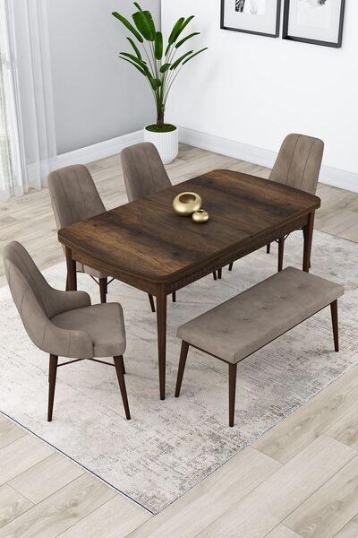 Canisa Concept Lia Serisi 80x132 Açılabilir Mutfak Masası Takımı Barok Desen ...