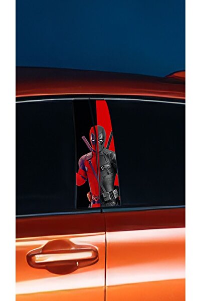 YENİ CREATİVE Araç Kapı Direk Kaplama Folyosu Deadpool Desenli (SAĞ SOL TAKIM) (2 ADET) - 22x50 Cm