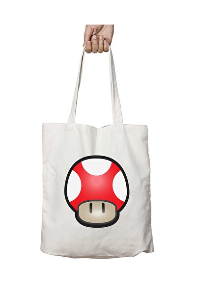 ART HEDİYE سوبر ماريو فطر - حقيبة دائمة مطبوعة قابلة للغسل على الجانبين، أحمر
