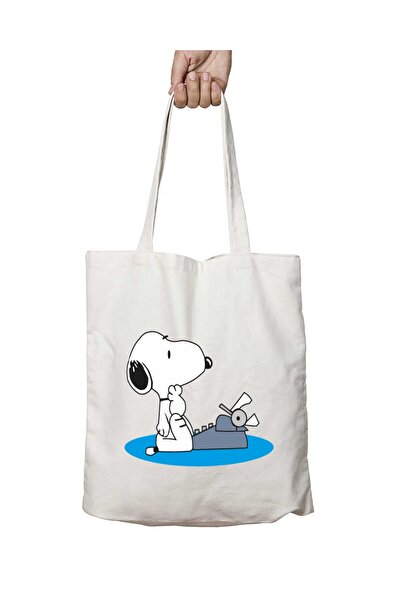 ART HEDİYE SnoopY-Vector-PNG Patterned - Washable Permanent Shoulder Tote Bag