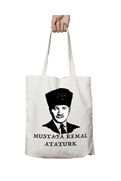 ART HEDİYE حقيبة مصطفى كمال أتاتورك مطبوعة قابلة للغسل - طباعة دائمة، حجم الشارب