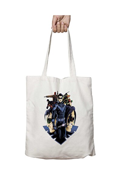 ART HEDİYE Nightwing and The Family - حقيبة كتف قابلة للغسل ومطبوعة على الجانبين