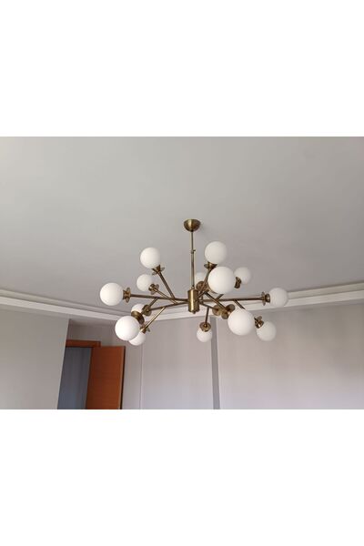 N Naturel Aydınlatma 15li Modern Glop Camlı Eskitme Avize