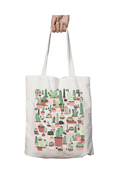 ART HEDİYE حقيبة مطبوعة على الوجهين بتفاصيل صبار ملون من ساكس