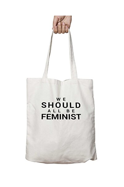 ART HEDİYE Feminist Printed We Should All Be Permanent Washable Bag - Two Sides