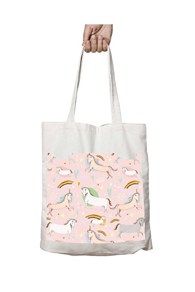 ART HEDİYE Ružičasti jednorog Štampano Perivo Trajna tkanina za ramena Torba ...