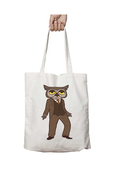 ART HEDİYE Mr Owl Owl Man - حقيبة كتف مطبوعة دائمة قابلة للغسل