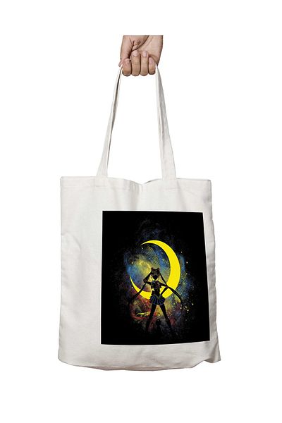 ART HEDİYE Geantă de umăr lavabilă, imprimată pe două fețe, Sailor Moon și Luna Cat