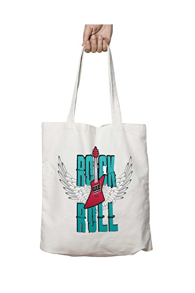 ART HEDİYE حقيبة كتف قابلة للغسل بطبعات روك آند رول - تدوم على الجانبين