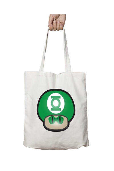 ART HEDİYE سوبر ماريو فانوس أخضر فطر - حقيبة كتف قابلة للغسل بطباعة دائمة على...