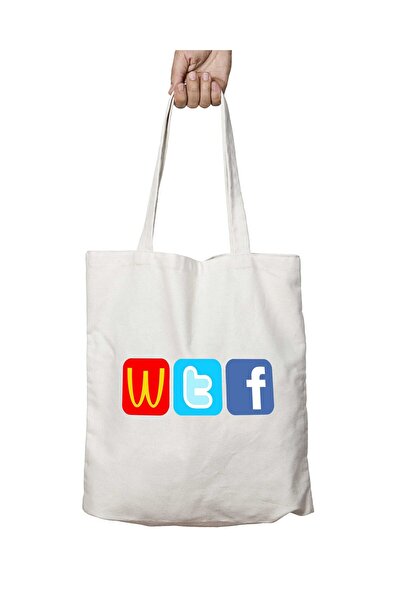 ART HEDİYE WTF McDonalds - حقيبة مطبوعة قابلة للغسل بشعار تويتر وفيسبوك