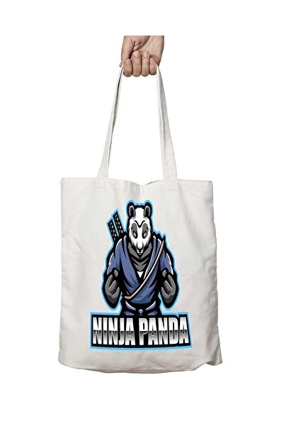ART HEDİYE نمط نينجا باندا - حقيبة دائمة وقابلة للغسل على الوجهين
