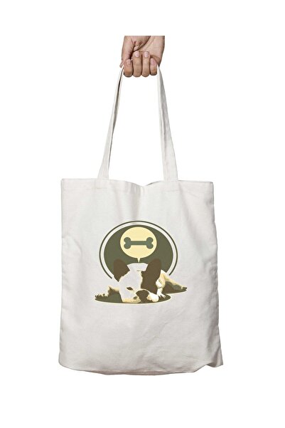 ART HEDİYE حقيبة بولدوج مستلقية - مطبوعة على الجانبين وقابلة للغسل