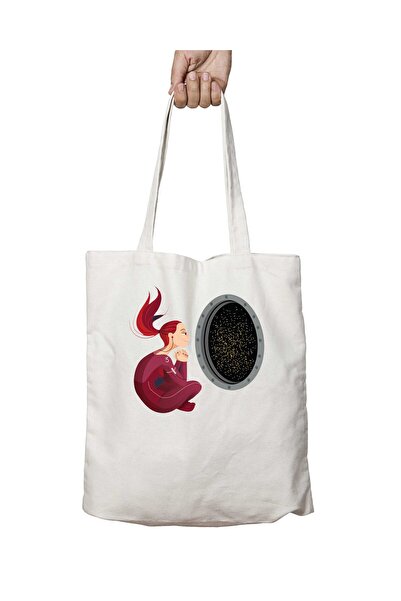 ART HEDİYE Space Pattern - Silent Time, Two Sides Permanent Printed Washable Bag