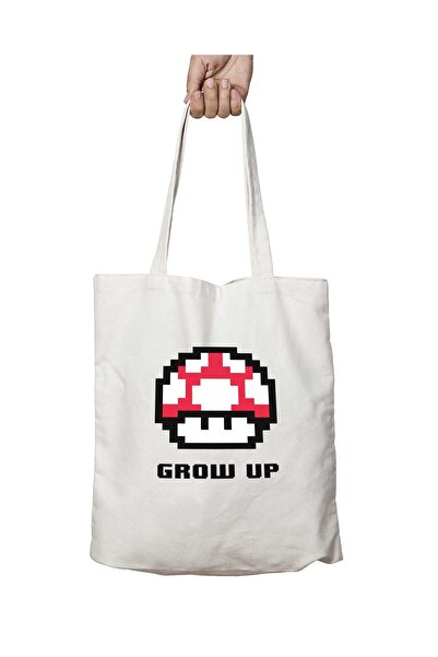 ART HEDİYE ماريو بروس - حقيبة فوهة فطر مطبوعة قابلة للغسل على الجانبين