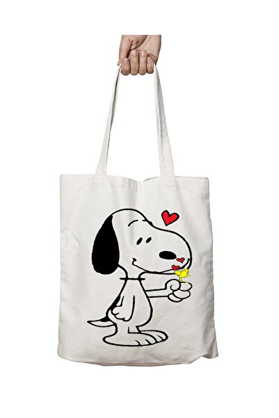 ART HEDİYE سنوبي دوج - حقيبة مطبوعة دائمة قابلة للغسل، قماش كتف للمدرسة والشاطئ