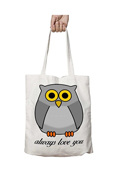 ART HEDİYE حقيبة كتف قابلة للغسل بطباعة دائمة على الجانبين من Owl Always Love...