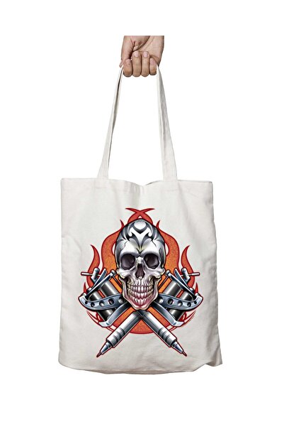 ART HEDİYE Skull Tattoo PNG Image - Двостороння сумка з тканини для плечей, з...